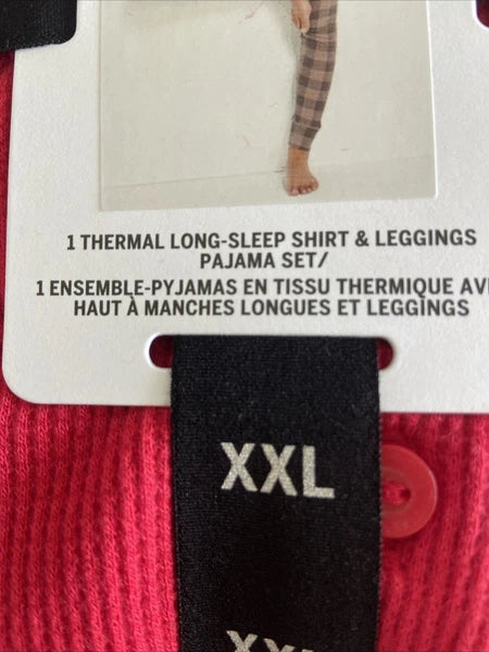 Victoria’s Secret Thermal Long Sleep Pajama Shirt & Leggings XXL Red & Black NWT
