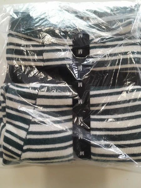 Victoria’s Secret Pink 2PC Thermal Pajama Set Green & White Stripes Size M NWT