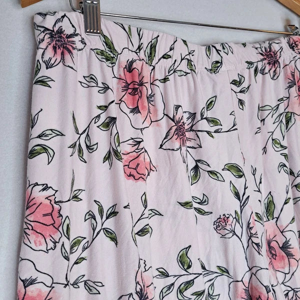 BeYourself Pajama Set Womens XL Pink Floral Weekend Tee Comfy Lounge Sleepwear