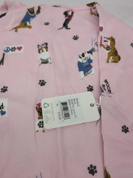 PJ Salvage Blush Woof For Love L/S Knit Pajama Set Sz XL AM30