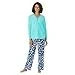 Cuddl Duds Women's Pajama Set Teal Ornament Geo Fleece, X-Large