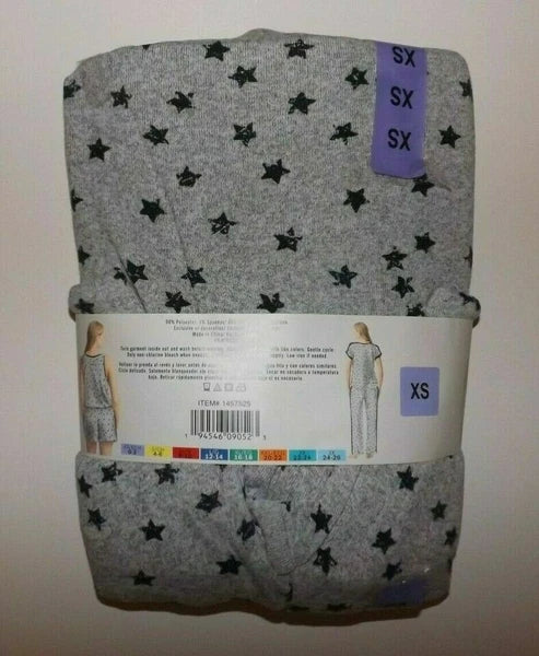 Lucky Brand Womens Pajamas Set 4 Piece Gray  Stars Sleepwear XS NWT