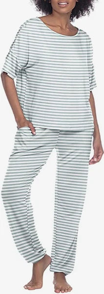 Honeydew Women's Striped Pattern 2 Piece Pajama Set (Chilled, XSmall)