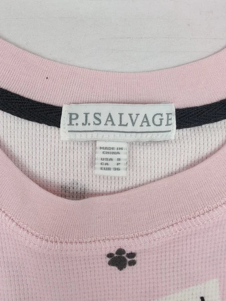 PJ Salvage Blush Woof For Love L/S Knit Pajama Set Sz SM AM27