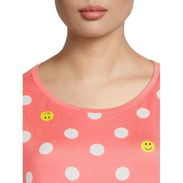 SECRET TREASURES SHORT SLEEVE PAJAMAS SET ORANGE PANTS IMOGEE SMILEY FACES S