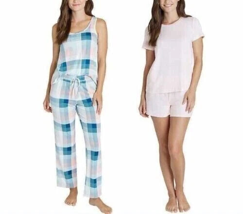 Eddie Bauer Women's 4-Piece  Pajama Set Tank, Tshirt, Shorts & Pants SMALL