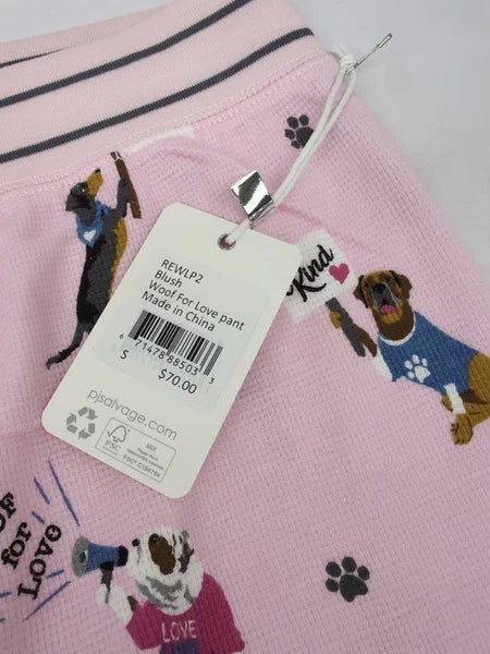 PJ Salvage Blush Woof For Love L/S Knit Pajama Set Sz SM AM27