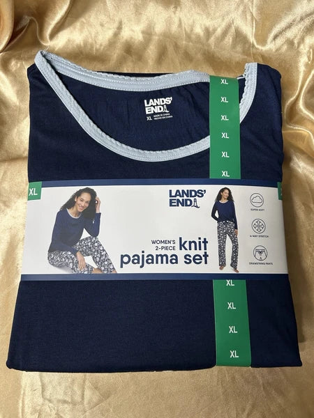 2 piece LANDS END Soft Stretch womens Sleepwear Pajama Set Size XL 12-14