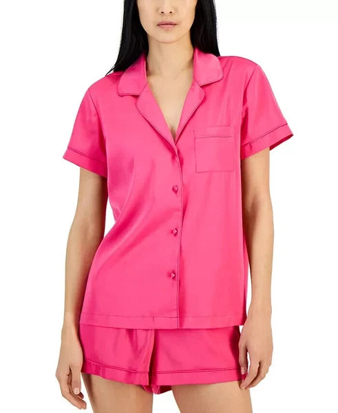 INC International Concepts Women's 2Pc Stretch Satin,Pajamas Set, D.Berry, XXL