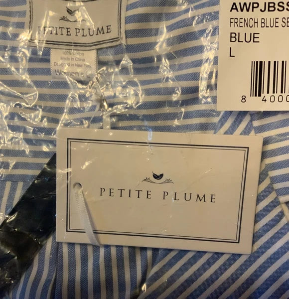 Petite Plum Women's Twill Pajama Set, Style# AWPJBSS-L, Size L, French Blue