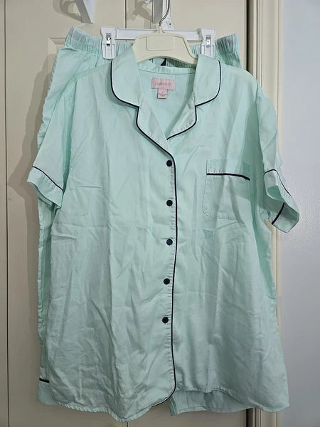 Cabernet  Classics 100% cotton Mint green pajama set Capri Pants Size XL
