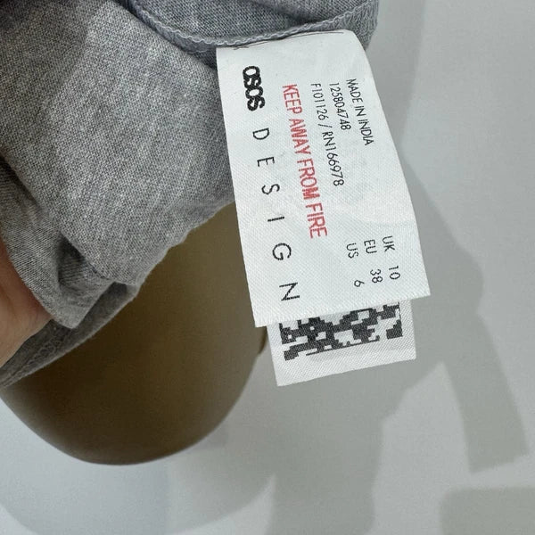 Asos Pyjamas Set Grey Marl Cotton Mix Jersey T Shirt Straight Leg Size 10