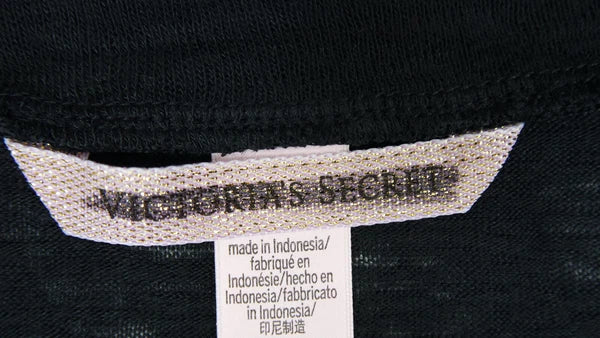 VICTORIA'S SECRET BLACK LOVE LONG SLEEVE & PINK STRIPED PANT PJ SET S Short