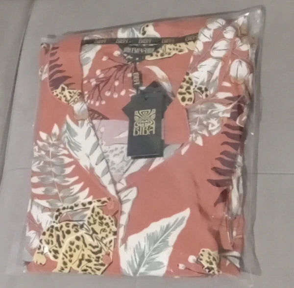 RRP£62.99 Biba Printed Lux Pyjama Set Women Size UK Medium 12-14 Jungle Cat Gift