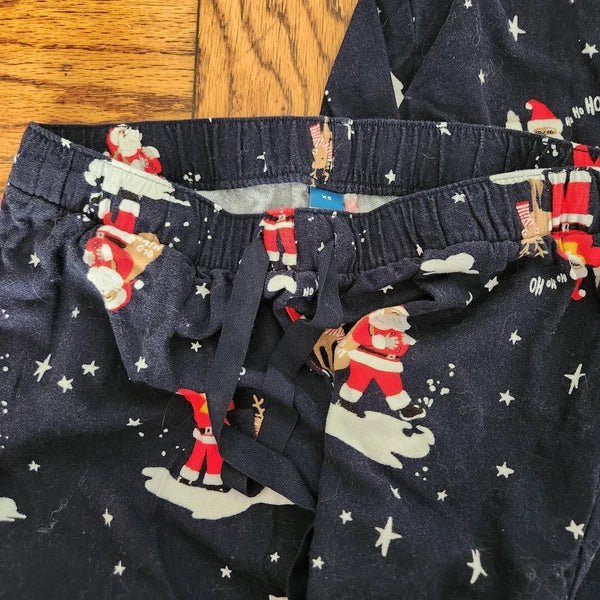 Old Navy Flannel Pajama Set Women's XS Christmas Santa Holiday Navy