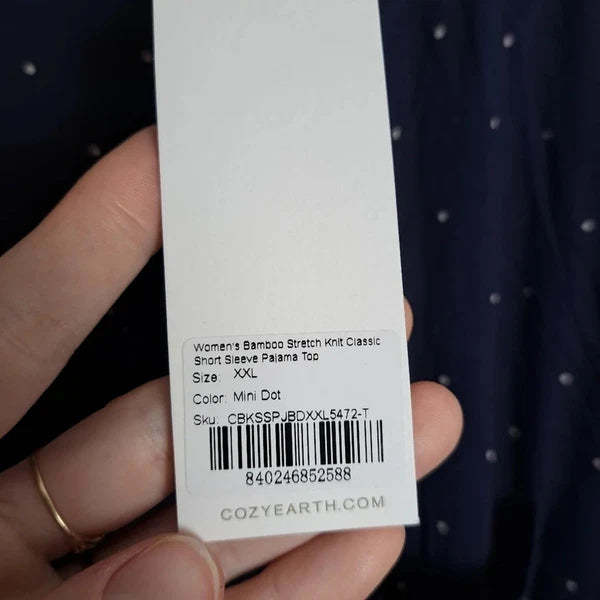 Cozy Earth Blue White Polka Dot Short Sleeve Bamboo Pajama Set Size 2XL-3XL