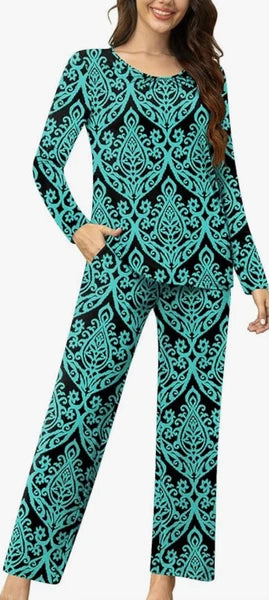 PRETTY Women's Pajamas, Long Sleeve Top, Pants with Pockets, 2X, Excellent! NWOT