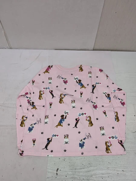 PJ Salvage Blush Woof For Love L/S Knit Pajama Set Sz SM AM27