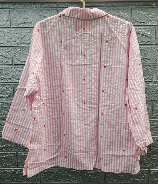 NEW STARFIT Long Pajama Set - White Pink Size Medium