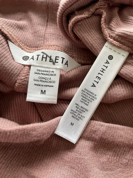 Athleta Well Rested Ribbed Sleep Soft Pink Shorts Tank NWOT Pajama Set Medium