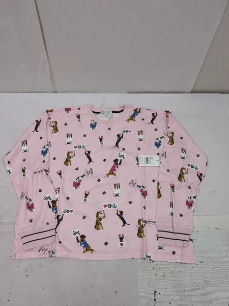 PJ Salvage Blush Woof For Love L/S Knit Pajama Set Sz XL AM30