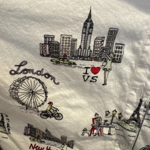 Victoria's Secret NY/London Print Long Sleeve Button Up Pajama Set Small NWT