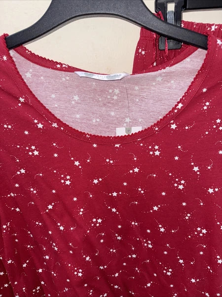 Bon Marche Red All Over Star Print  Pyjama Set Long Sleeve 20/22 BNWT Rrp £16
