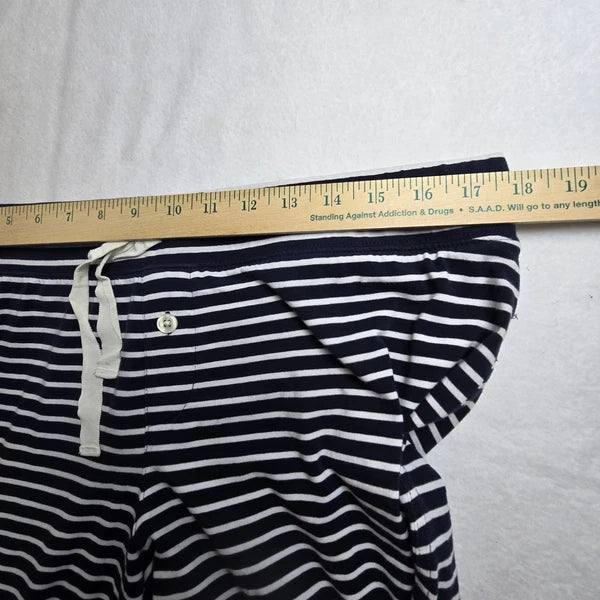 J Crew Womens Pajama Set L Blue White Striped Long Sleeve Sleepwear Lounge Comfy