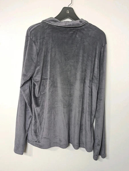 Nicole Miller 2 PC Pajama Set  XL Top Bottom Velvety Soft Sparkle Gray Stretch