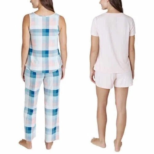 Eddie Bauer Women's 4-Piece  Pajama Set Tank, Tshirt, Shorts & Pants SMALL