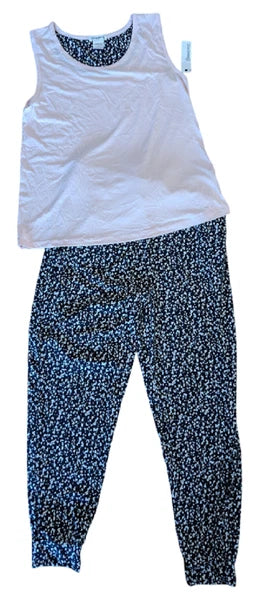 Beautyrest Pajama Set, Tank Top and Joggers, Pink/Black, Pockets, Size Large