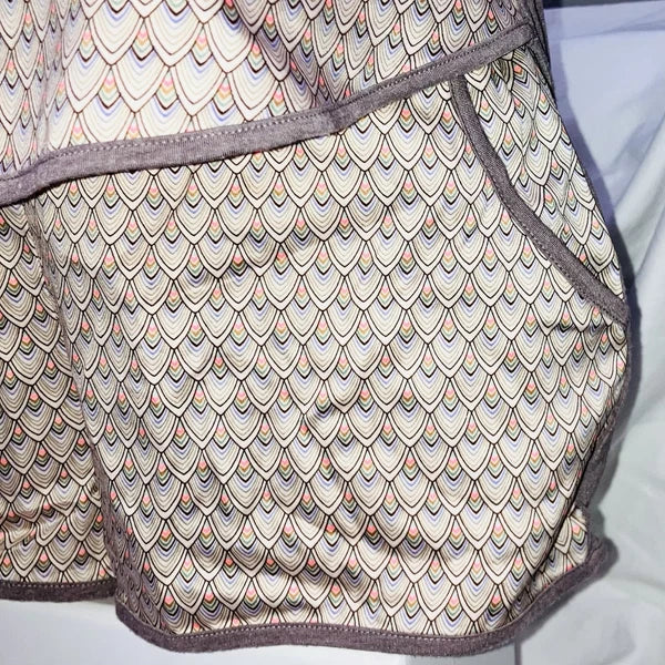 Victoria's Secret Cami Pajama Set Brown Geo Satin Modal Shorts Tank Top Sz S