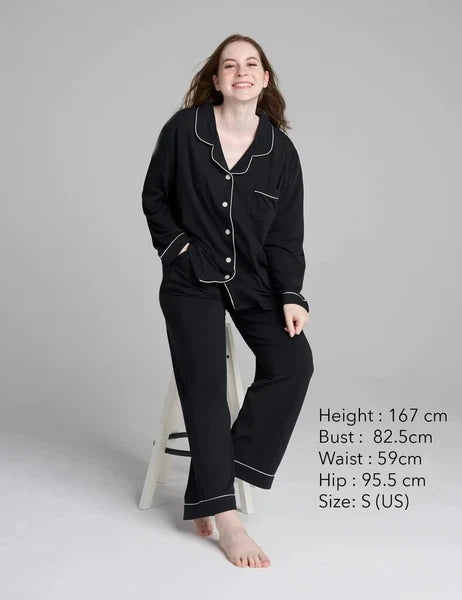 LAPASA Women s Pyjamas Set Knit Lounge Bottom Pants and Long Sleeve Button Top