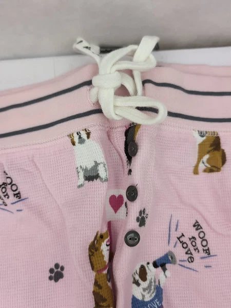 PJ Salvage Blush Woof For Love L/S Knit Pajama Set Sz XL AM30
