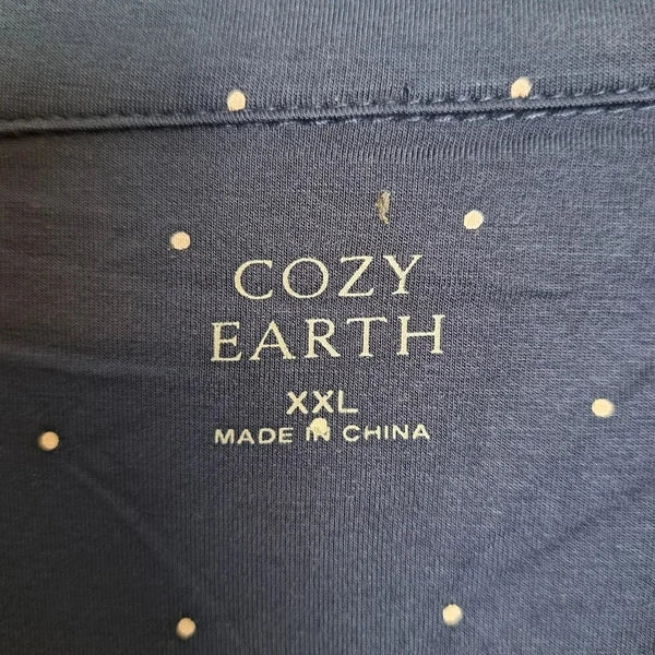 Cozy Earth Blue White Polka Dot Short Sleeve Bamboo Pajama Set Size 2XL-3XL