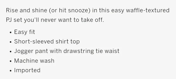 Victoria Secret Glow Waffle Tee and Jogger Set size S