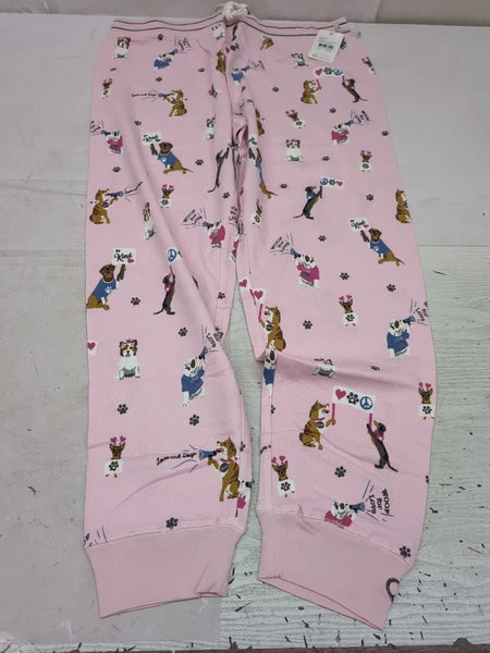 PJ Salvage Blush Woof For Love L/S Knit Pajama Set Sz XL AM30
