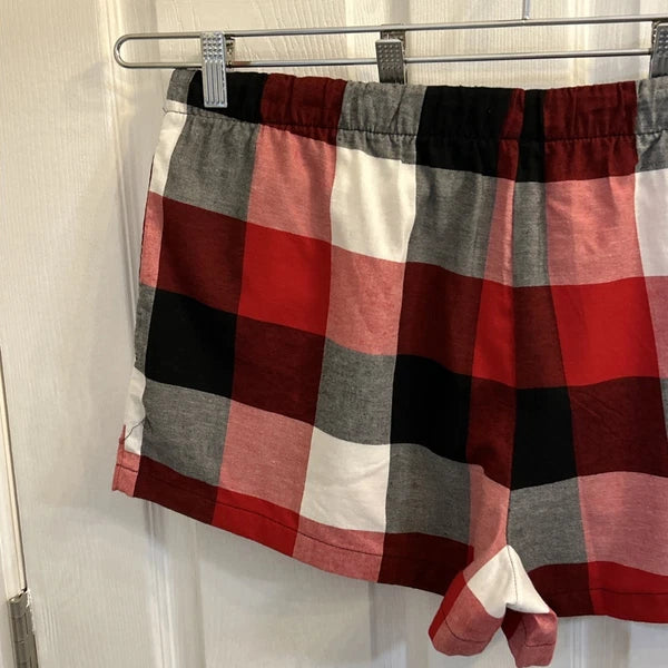 NWT Stars Above Women’s Plaid Flannel Pajama Lounge Shorts Size XL Red Multi