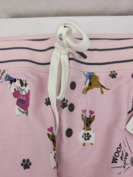 PJ Salvage Blush Woof For Love L/S Knit Pajama Set Sz SM AM27