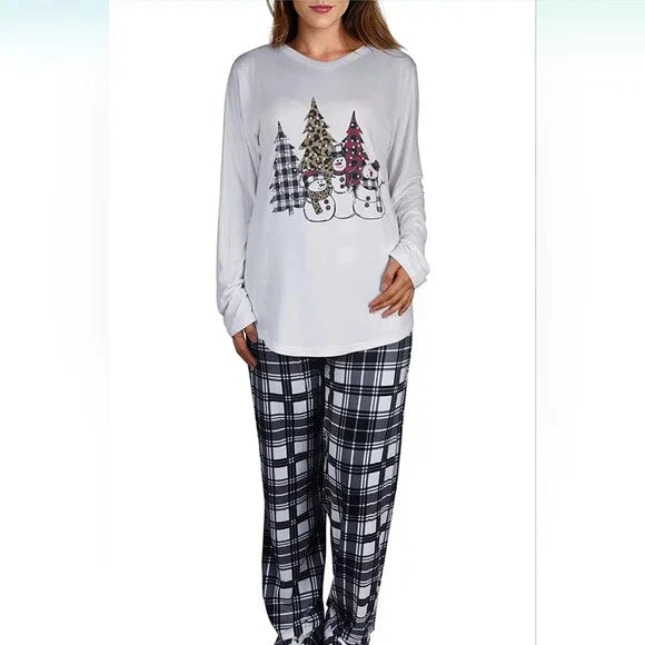 Fashion by Mirabeau Snowman Avenue Long Sleeve PJ Set Size Medium NWT