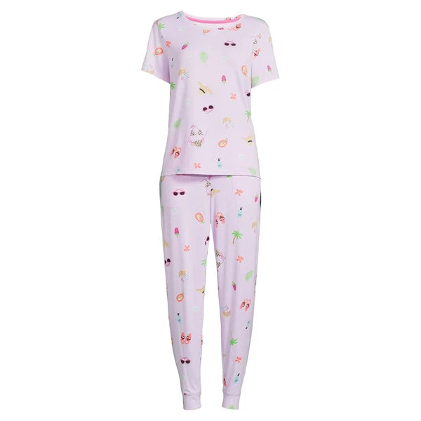 Secret Treasures Women's T-Shirt & Joggers Pajama Set, 2-Pcs Sky Pink Beach XL