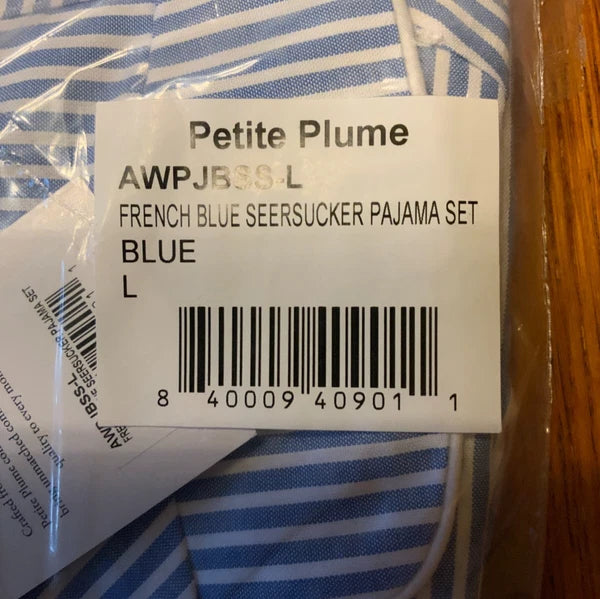 Petite Plum Women's Twill Pajama Set, Style# AWPJBSS-L, Size L, French Blue