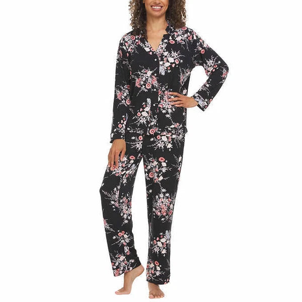 Flora Nikrooz Pajama Set Women 3X (24W-26W) Notch Collar Floral Soft Comfort