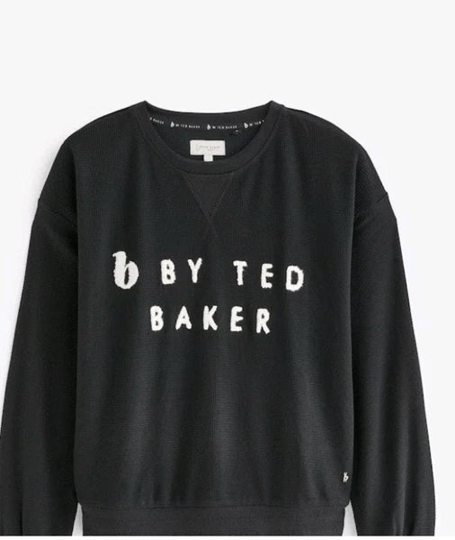 Ted Baker Size 10 Womens Black Waffle Pyjamas Joggers Loungewear Set BNWT