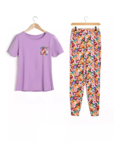 Avon Bright Floral Short Sleeve Jogger PJs, Various Sizes, BNIP, FREE POSTAGE