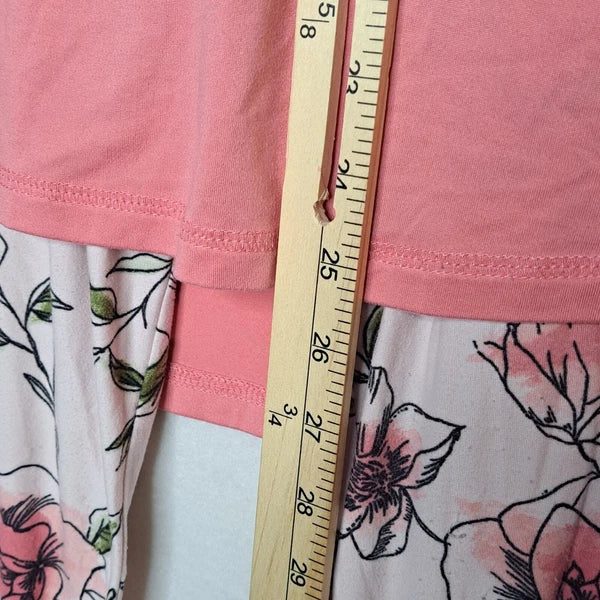 BeYourself Pajama Set Womens XL Pink Floral Weekend Tee Comfy Lounge Sleepwear
