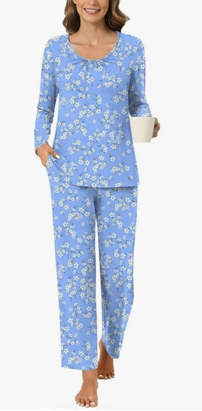 PRETTY Women's Pajamas, Long Sleeve Top, Pants with Pockets, 2X, Excellent! NWOT