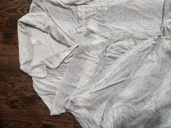 Eberjey Gisele Long-sleeve Printed Pajama set white/grey size medium