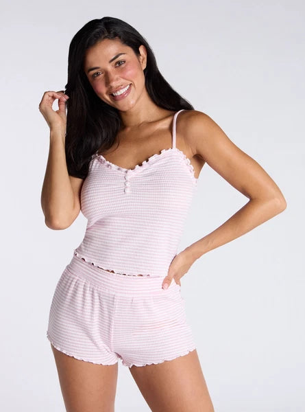 Boux Avenue Short Pyjama Set Women's Stripe Ribbed Breathable Ladies Nightwear