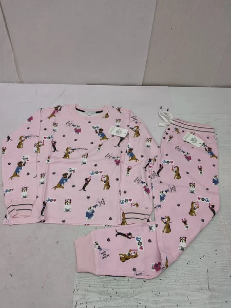 PJ Salvage Blush Woof For Love L/S Knit Pajama Set Sz SM AM27